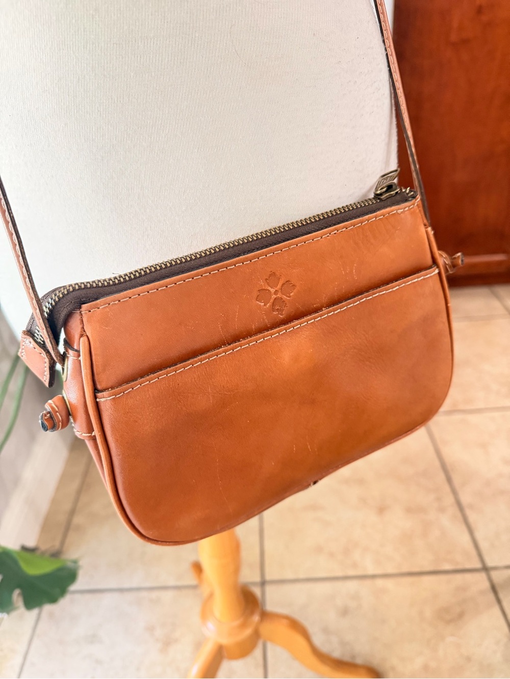 Patricia Nash Cognac Leather Crossbody Bag